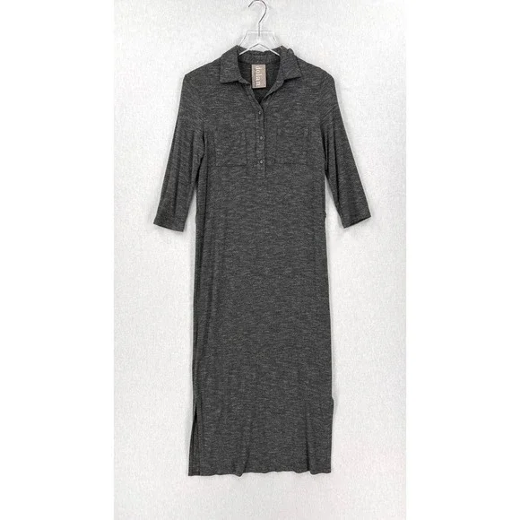 ANTHROPOLOGIE DOLAN Sarana Dress Womens Small Gray Black White Collared Belt - Picture 2 of 14